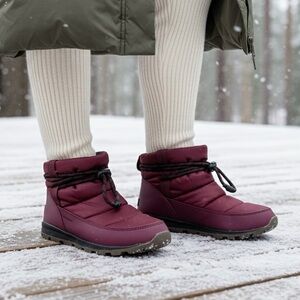 SOREL Whitney Short Puffy Quilted Waterproof Winter Boots in Wine 9